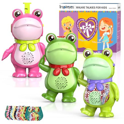 Walkie Talkies for Kids Rechargeable Frog Toys DIY Playset Gift (3 Count)