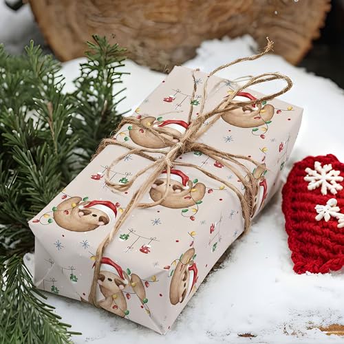 Sloth Christmas Wrapping Paper Sheet (30 Sq Ft)
