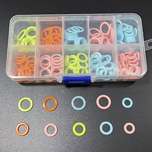 240PCS Round Knitting Stitch Rings Plastic Crochet Stitch Markers with 10 Grid Storage Box Sewing Accessories