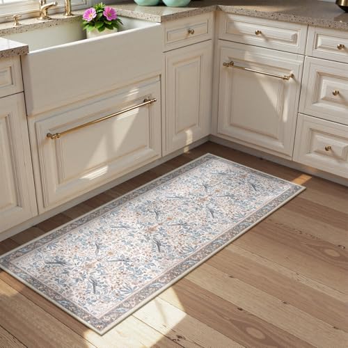 Boho Floral Washable Kitchen Runner Rugs