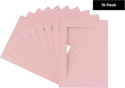 Pack of Ten Acid Free 8.5x11 Mats Bevel Cut for 7x9 Photos - Soft Pink Precut Matboards With Backing Boards and Self Seal Photo Mat Bags For Pictures, Photos, Framing - 4-ply Thickness