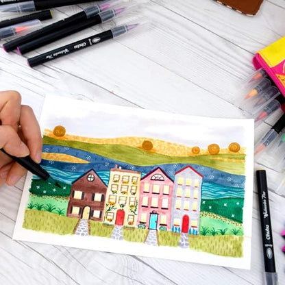 Professional Watercolor Brush Markers Pen 24 Colors of Ohuhu (25 Count)