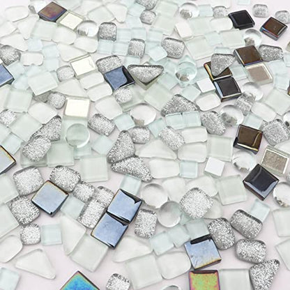 Assorted Silver White Irregular Crystal Mosaic Tiles (9 Ounce)