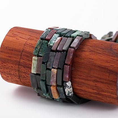 Natural Indian Agate Rectangle Tube Beads 4x13mm 38cm (28 Count)