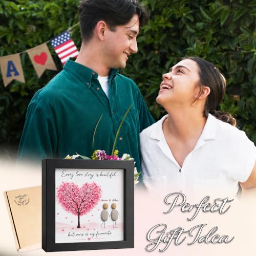 Personalized Pebble Art Couple Wooden Frame Sign