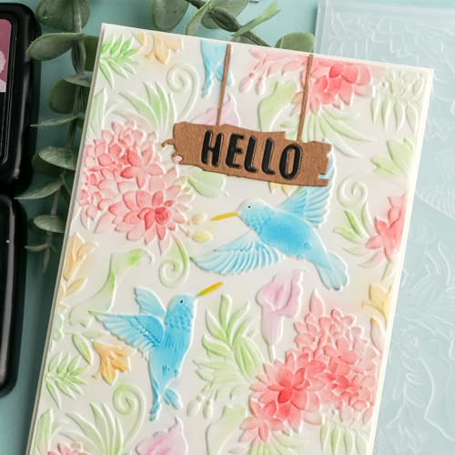 3D Hummingbird and Flowers Embossing Folders for Card Making