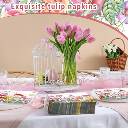 200 Pieces Tulips Cocktail Napkins 2 (200 count)