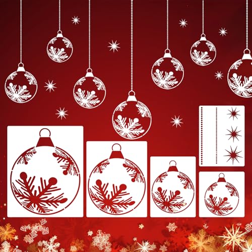Christmas Window Stencils for Glass Snowflake Window Stencils (5 Count)