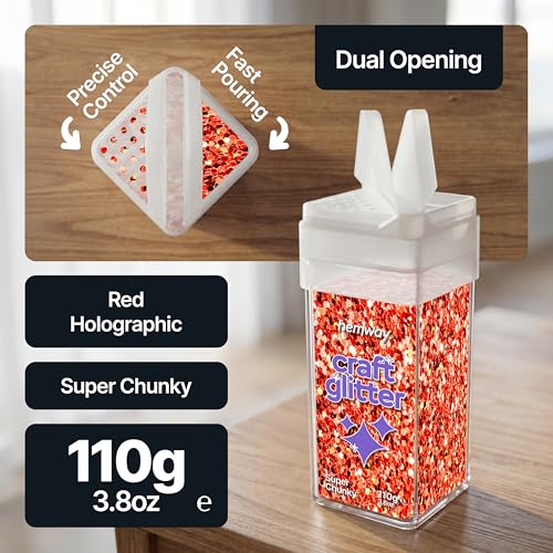 Craft Glitter Shaker Red Holographic 110g Super Chunky (3.9 Ounce)