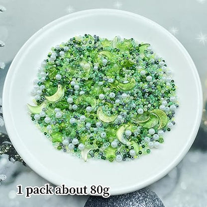 Assorted Glass Beads for Jewelry Making Multi Size Colors Glass Star Moon Seed Pearl Spacer Beads for Bracelets Necklace Earring Making (2.8219 Ounce)