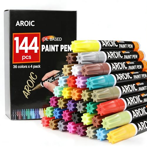 144Pcs Oil Based Paint Pens for Rock Painting (144 Count)