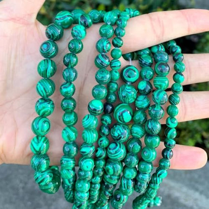 60pcs Synthetic Green Malachite Gemstone 6mm Round Beads (62 Count)