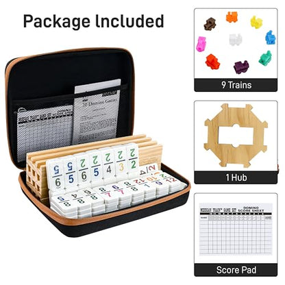 Bucher & Rossini Mexican Train Dominoes Set with Numbers with 4 Racks (91 Count)
