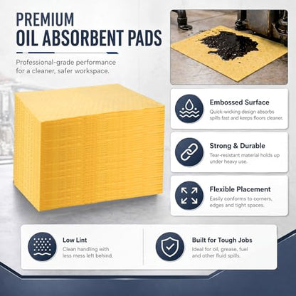 200 Pcs Oil Absorbent Pad for Spill (200 Count)