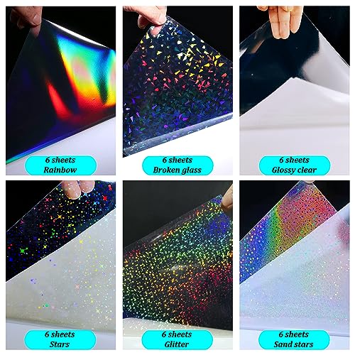 36 Sheets Holographic Sticker Paper Self (36 Count)