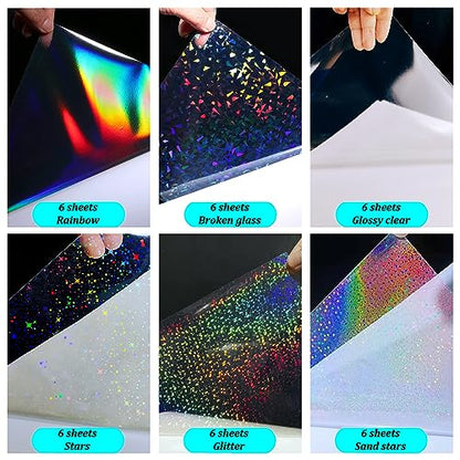 36 Sheets Holographic Sticker Paper Self (36 Count)