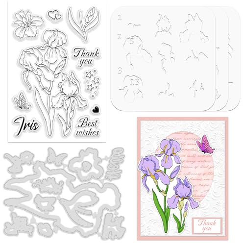 Realistic Iris Stamps & Dies & Layering Coloring Stencil Set