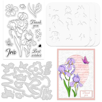 Realistic Iris Stamps & Dies & Layering Coloring Stencil Set