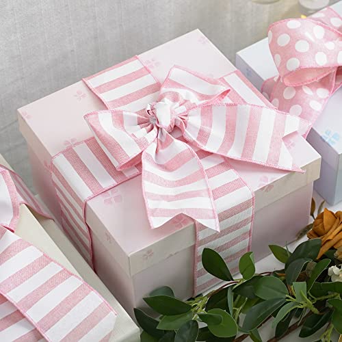 Pink Striped Burlap Ribbon (30 Foot)