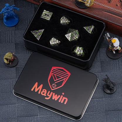 DND Dice Set Dungeons and Dragons Dice d20 Metallic Stripes Dice with Gift Case