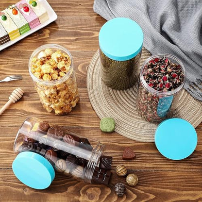 12 Pack 32 oz Plastic Container Jars with Lids Round Clear Travel Cosmetic Container Slime Jars for Toiletries (12 Count)