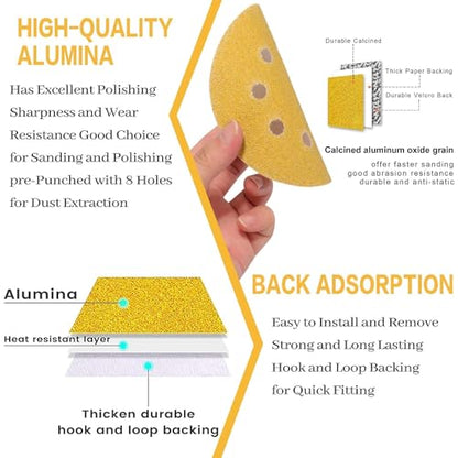110PCS 5 Inch Sanding Discs Random Orbit Sander Premium Sandpaper (110 Count)