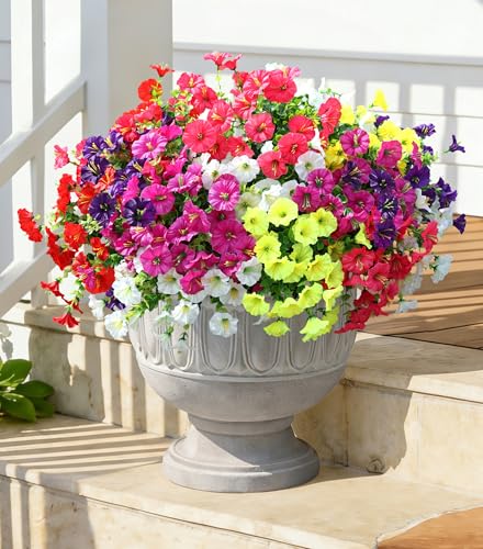 Artificial Flowers Fake Plants for Outdoors Decoration (12 Count)