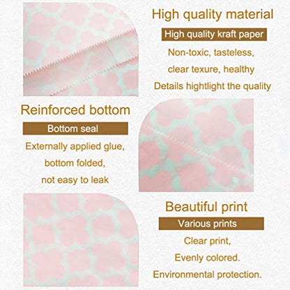 100 Pcs Light Pink Candy Buffet Bags Small Cookie Bags Polka Dot Paper Treat Bags for Wedding Birthday Party