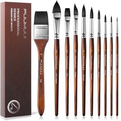 Professional Watercolor Brushes (10 Count)