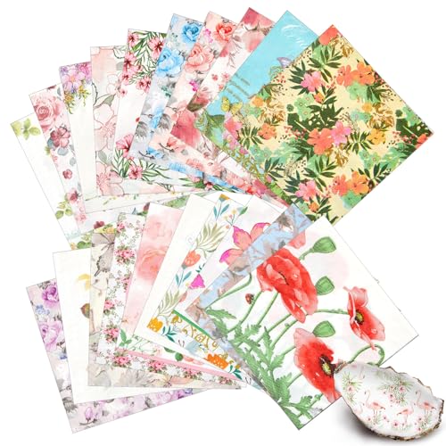 20 Pack Decoupage Napkins Floral Cocktail Decorative Paper Napkins (20 Count)