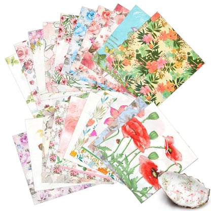 20 Pack Decoupage Napkins Floral Cocktail Decorative Paper Napkins (20 Count)