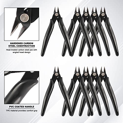 10 Pack Wire Cutters Black Diagonal Cutting Pliers for Electronic (10 Count)