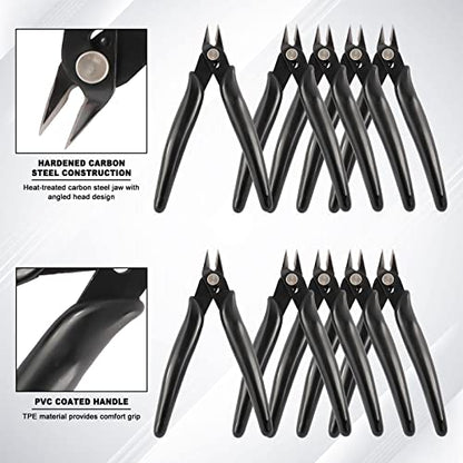 10 Pack Wire Cutters Black Diagonal Cutting Pliers for Electronic (10 Count)