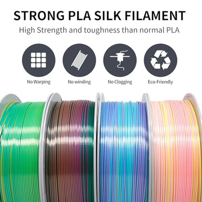 Silk Rainbow PLA 3D Printer Filament (4 Count)