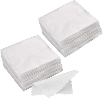 SEVENWELL 100pcs Jewelry Cleaning Cloth White Polishing Cloth for Sterling Silver Gold Platinum Small Silver Polish 8x8cm