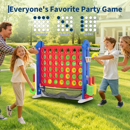 Giant 4-in-a-Row Connect Game w/Bag & Quick-Release Slider
