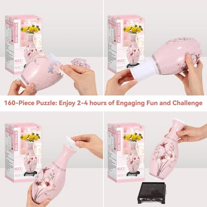 3D Puzzle Vase for Adults with 160 Plastic Pieces (160 Count)