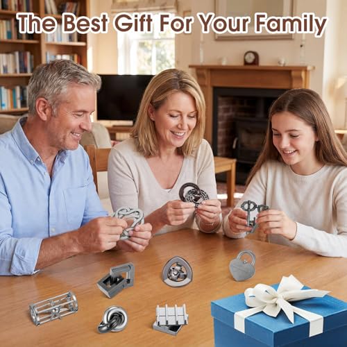 9 Pcs Metal Brain Teasers 3D Steel Puzzle Set (9 Count)
