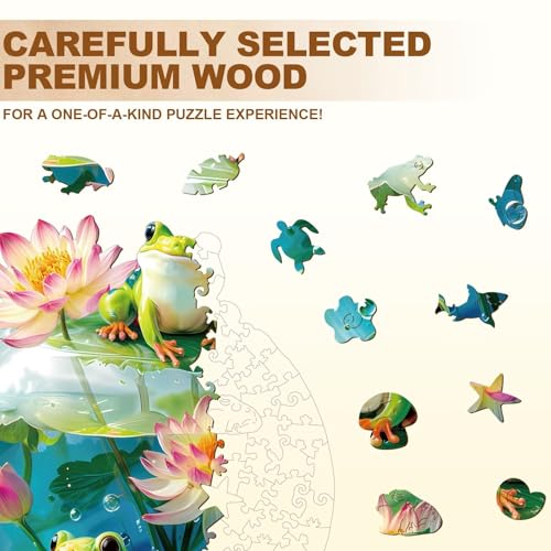 Aquarium Frog Puzzles Adults Gifts for Women Men Wooden 225 Pieces 13.4 x 11.7in