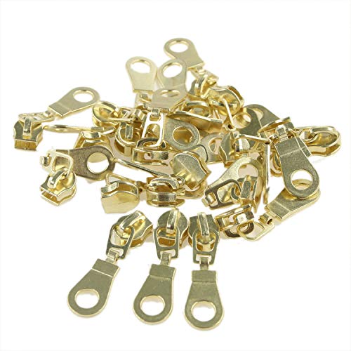 White Nylon Zipper #5 Gold Metallic Nylon Coil Teeth Zipper by The Yards Bulk 10 Yards Tape with 25pcs Gold Sliders for DIY Sewing Tailor Craft Bag