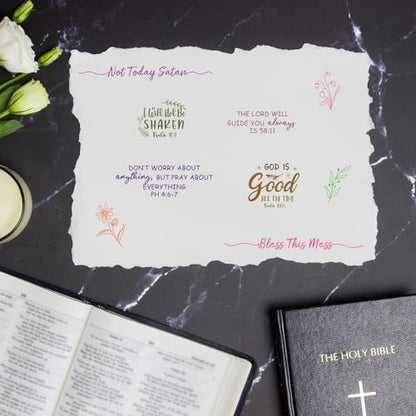 4 Sheet Bible Verse Words Clear Stamps Christian God Jesus Silicone Transparent Stamps Border Stamp Cards for DIY Craft Card Making Scrapbooking Embossing Album Decor (4 Count)