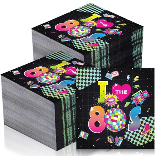 60 Pcs 80s Cocktail Paper Napkins 6.5 x 6.5 Inches (60 Count)