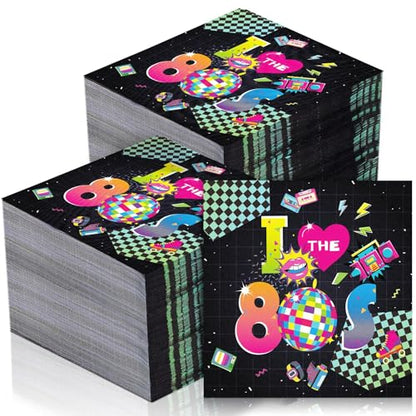 60 Pcs 80s Cocktail Paper Napkins 6.5 x 6.5 Inches (60 Count)
