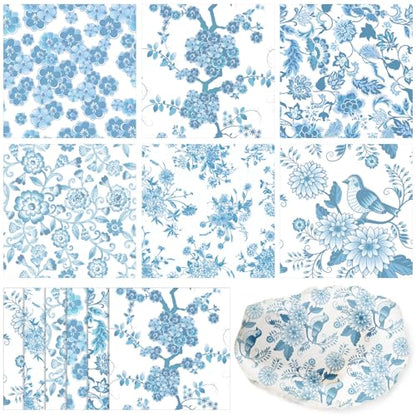 36 Pack 6 Style Light Blue Decoupage Chinoiserie Napkins (36 Count)