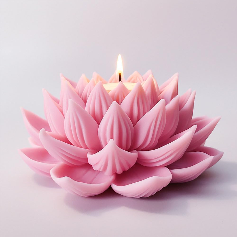 3D Lotus Candle Molds for Candle Making Supplies Flower Silicone Mold for Scented Candles Soap Making DIY Plaster Aromatherapy Candles Home Decor Floral Silicone Molds for Resin Epoxy Cement Gypsum