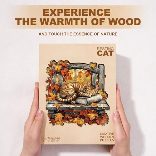 Resting Cat Puzzles Adults Gifts Wooden 100 Pieces 8.5 * 8.5in