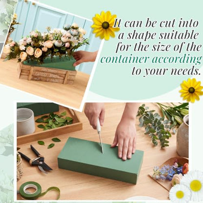 4 Pcs Green Reusable Floral Foam Blocks Water Weather Resistant Dry Floral Foam for Artificial Flower Arrangements Outdoor Hanging Florist Plant Bases for DIY Wedding