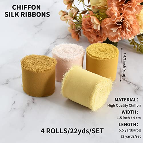 4 Rolls Silk Chiffon Ribbon (66 Foot)