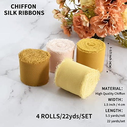 4 Rolls Silk Chiffon Ribbon (66 Foot)
