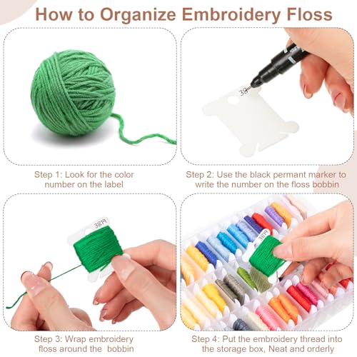 500 Pcs Set Embroidery Floss Bobbins Thread Organizer Kit (3 Count)